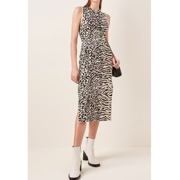Proenza Schouler White Label Sleeveless Knit Zebra Leopard Midi Dress Womens M - Picture 1 of 10